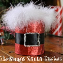 Make this cute Santa Bucket with just a few simple supplies! Perfect for your Christmas gift giving! Pin to your Christmas Board!